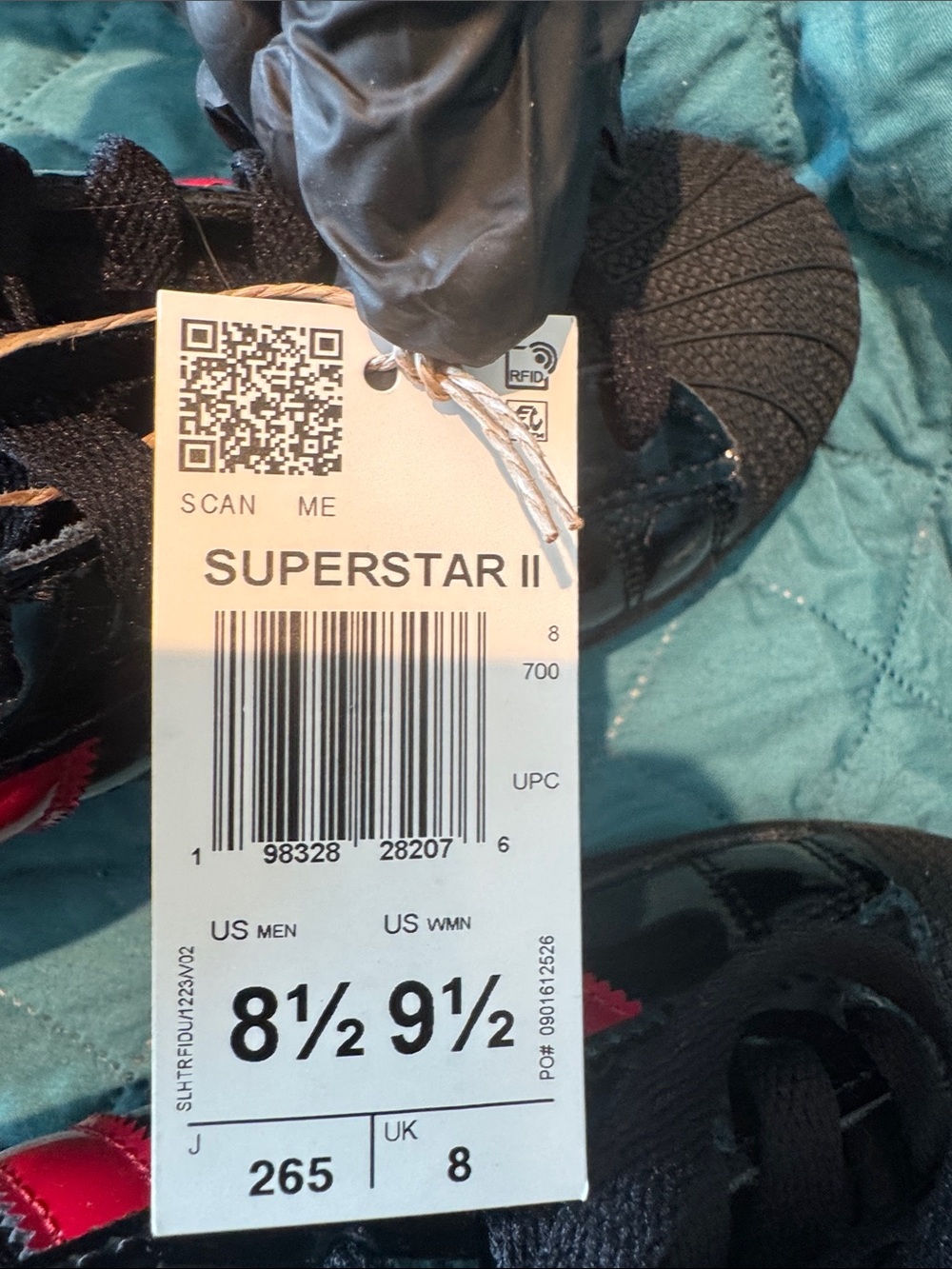 NWT adidas Black Sneakers with Red Stripes - Superstar II - Picture 12 of 15